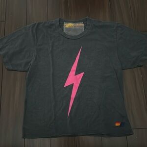 Aviator Nation pink bolt boyfriend tee - charcoal